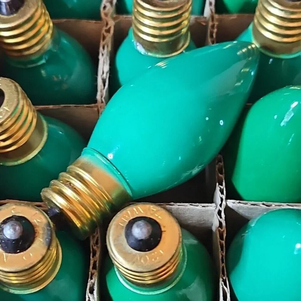 Vintage Christmas Light Lot of 46 C9 Replacement Outdoor String Bulbs Green Blue